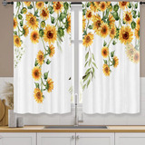 Famiffty Cortinas De Cocina Vintage De Madera Con Girasol, 2