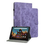 Funda De Piel Con Tapa Morada Para Amazon Fire Hd 10 2023