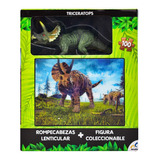 Triceratops Rompecabezas Lenticular 100pz Y Figura Novelty