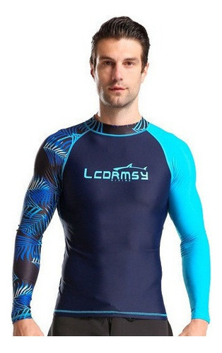 Traje De Baño Conjunto Manga Larga Surf Natación Buceo Azul