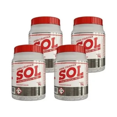 Kit Com 4 Soda Cáustica Em Escamas Sol 96 A 99% | Parcelamento sem juros
