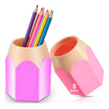 Bote Organizador Lápiz Color Rosa 5 Pzas Para Plumas Lápices