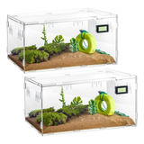 Barydat 2 Terrarios Acrilicos Para Reptiles De 15.3 X 9.7 X