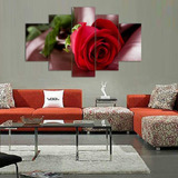 Quadro Decorativo Flor Rosa Vermelha C5 Peças Pra Cozinha