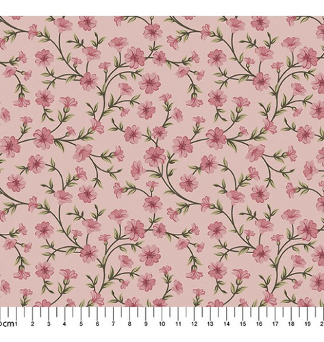 Tricoline Estampado Sofia Rosa 100% Algodão 50cm X 1,50mt