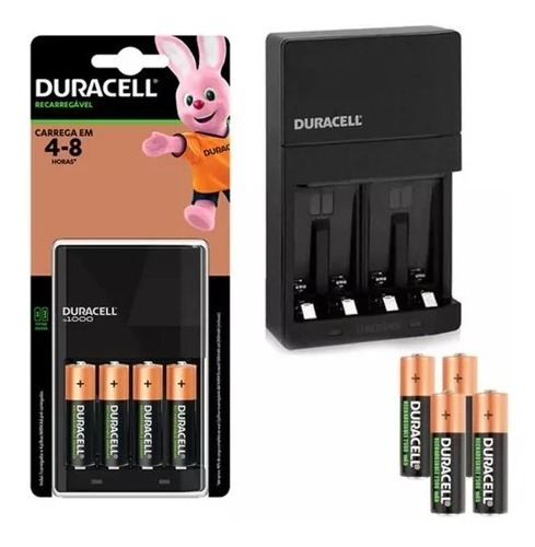 Carregador De Pilhas Aa E Aaa Duracell + 4 Pilhas Aa Des Aut