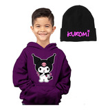 Buzo Kuromi Animacion / Canguro Capucha Unisex + Gorra Lana