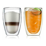 Vaso Doble Pared Vidrio 350cc Tipo Bodum X2 Café Tragos Vino