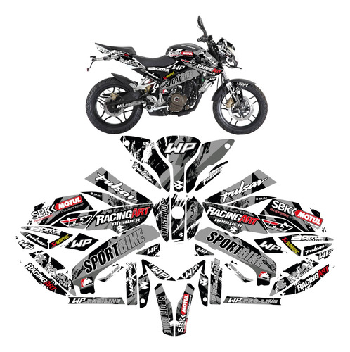 Kit De Graficos Stickers Para Pulsar 200ns Sport Bike Grsb