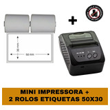 Mini Impressora Bluetooth + 2 Rolos Etiqueta Adesiva 58x30 