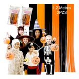 Halloween Cortinas Papel Plastificado Naranja Negro 2x4mts