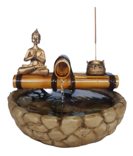 Mini Fonte Agua Mesa Cascata Feng Shui Buda Incensário