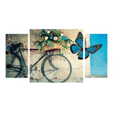 Cuadro Decorativo Bicicleta Mariposas Azul  110 Cm X 60 Cm