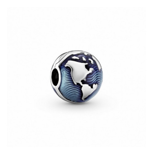 Dije Charm Clip Pandora Planeta Globo Azul Plata Original 