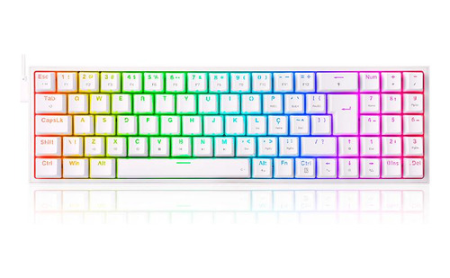 Teclado Gamer Redragon Pollux Rgb Branco Switch Blue Abnt2