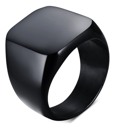 Anillo Para Hombre Y Mujer Negro Clásico Cuadrado Industrial