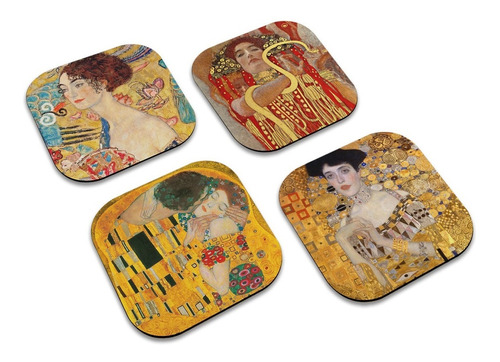 Posavasos De Madera Set 4 Arte Gustav Klimt