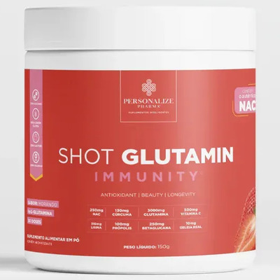 Shot Immunity Com Glutamina e NAC Sabor Morango, 150g | Parcelamento sem juros