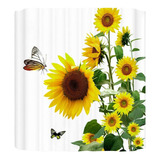 Cortina De Ducha Para Baño Girasol Amarillo Floral Hojas Ver