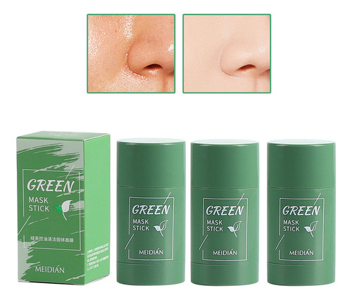 Creme Green Mask Stick Skin Care Tira Acne Espinha Pele 3 Un