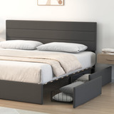 Molblly Base De Cama Queen Tapizada Con Cabecero, 4 Cajones 