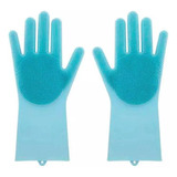 Luva Silicone Lava Louça Anti-térmica Azul