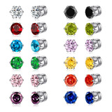 Spiritlele 12 Pares De Colores Zirconia Cúbica Aretes Magnét