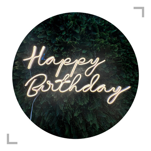 Painel Acrílico Neon Happy Birthday Feliz Aniversário 60x35