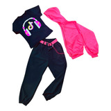 Conjunto Infantil Completo Com Jaqueta E Blusa Estampa Neon