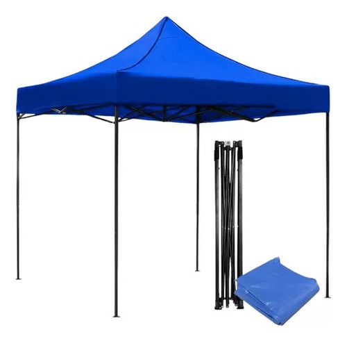 Toldo Plegable 3 X 3 Metros Impermeable Color Azul Terraza