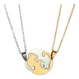 Collar Gato Parejas Amor Amistad Acero Yin Yang