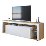 Mesa Rack De Tv Led Con Puerta Batiente 