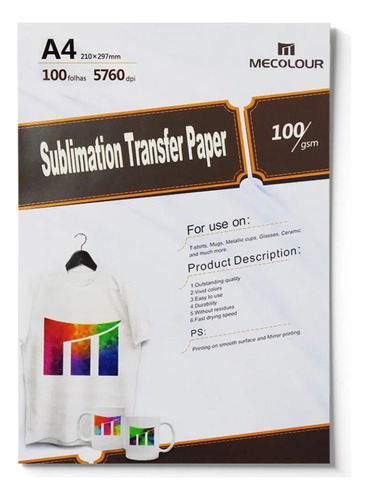 Papel Mecolour A4 Sublimatico C/100 Folhas