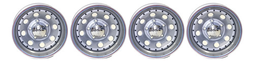 Kit X4 Llanta Chapa Deportiva 16x7 Modular Gris (ford/ika) 