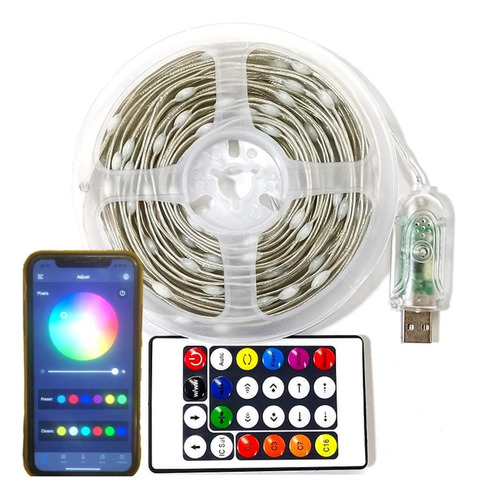 Fita Led Rgb Dream Color Bluetooth Usb App Alto Brilho 10 Mt