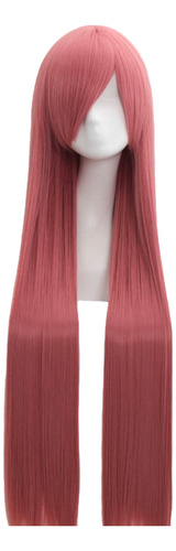 Peluca Rosa Oscuro Rojo Deslavado Cabello Largo Liso Cosplay