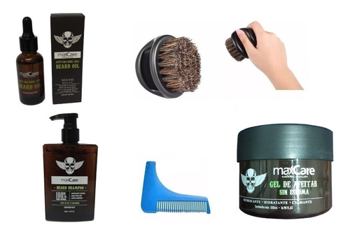 Kit Barbería Aceite Barba Shampoo Cepillo Gel Y Peine Model