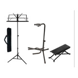 Kit Estante Partitura Dobrável + Suporte Violão+ Suporte Pé