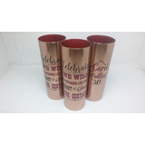 Kit 25 Copos Long Drink 350ml Metalizados Rose Personalizado