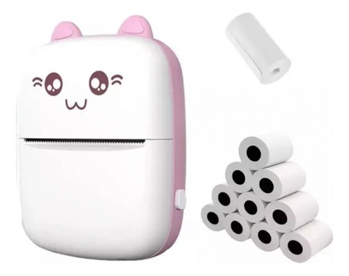 Mini Impresora Térmica Portátil Bluetooth Gatito + 11 Rollos