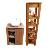 Combo Vanitory Madera Apoyo Puerta 60 Cm Tolva/organizador