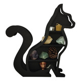 Porta Cristais Prateleira Gato De Mesa Wicca Bruxo Halloween