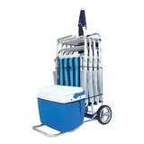 Carrinho De Praia Aluminio P/5 Cadeiras Cooler C/avanço Mor