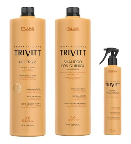 Trivitt Progressiva Sem Formol Lt + Shampoo 1 Lt + Fluido 