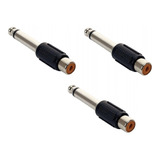 Pack Con 3 Adaptador Jack Rca A Plug 6.3 Mono De Plastico