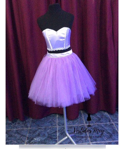 Vestido De 15 Años 2 Piezas - Corset Top Y Pollera Corta