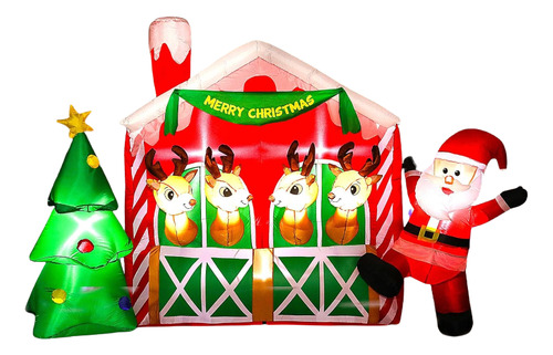 Papá Noel Inflable De Navidad Grande Con Árbol De Navidad