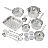 Juego De Sartenes Y Utensilios De Cocina 24 Pzas Acero Inox.