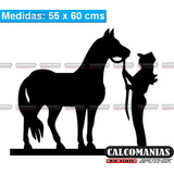 Vinilo Decorativo Vaquera Caballo 