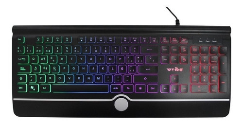 Teclado Gamer Weibo Wb-580 Qwerty Color Negro Con Luz Rgb